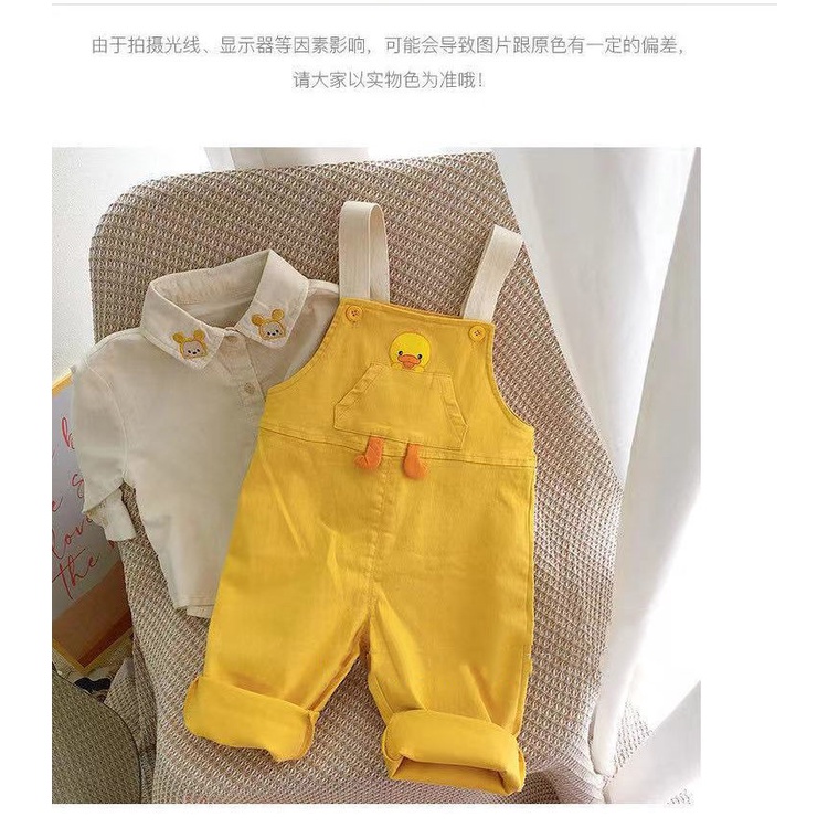 Bộ Quần Yếm Cotton Họa Tiết Hoạt Hình Đáng Yêu Thời Trang Mùa Thu Cho Bé