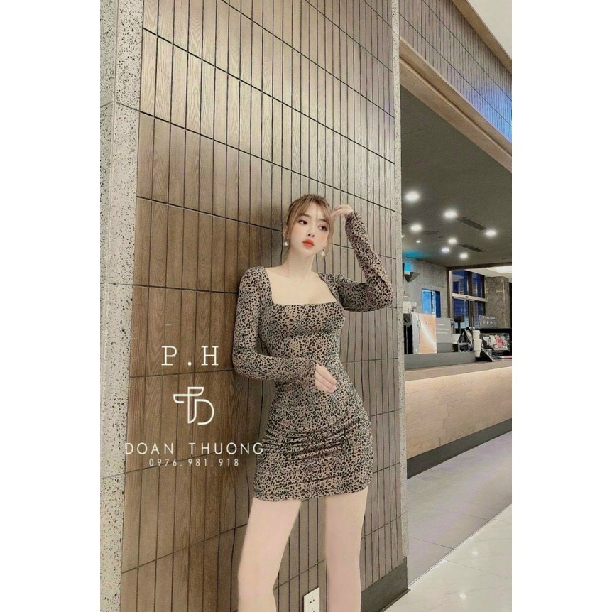 ĐẦM NỮ ÔM BODY TAY DÀI CỔ VUÔNG HỞ LƯNG PHỐI DÂY ĐAN CHÉO SIÊU SEXY 546