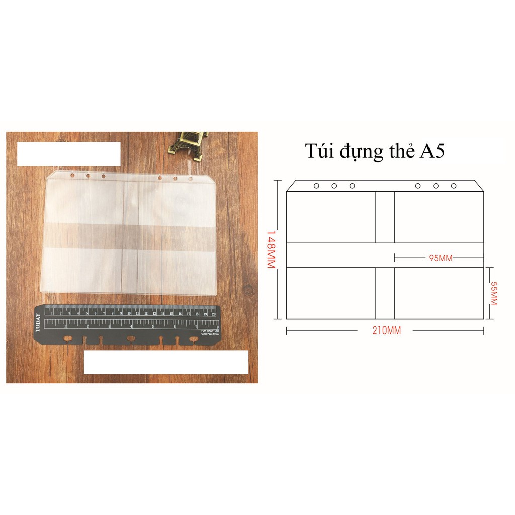 Phụ kiện sổ còng túi zip túi nhựa A5 A6 Be Tiny Stationery