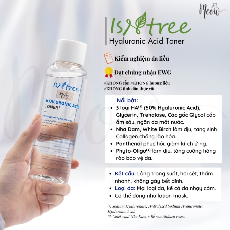 Nước hoa hồng Isntree dưỡng ẩm cấp nước Hyaluronic Acid Toner / Toner Plus ( 200ml-400ml)