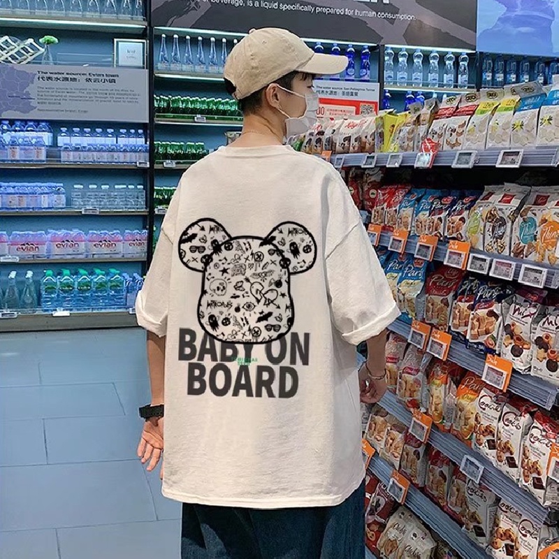 Áo Thun Dáng Rộng In Chữ Phong Cách Hip Hop Đường Phố Hàn Quốc Thời Trang Mùa Hè Cho Nam Và Nữ M-8XL