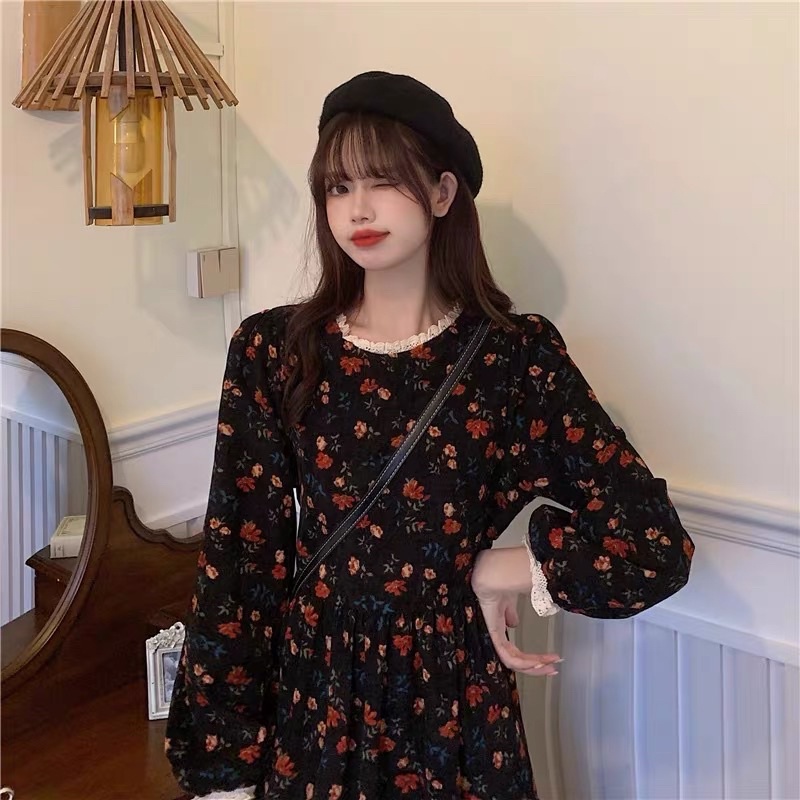 VÁY BABYDOLL nhung ulzzang HÀNG SẴN