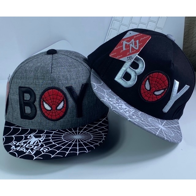 Nón snapback in nhện thêu boy - Mũ hiphop trẻ em 3 tuổi đên 9 tuổi - phong cách cool ngầu