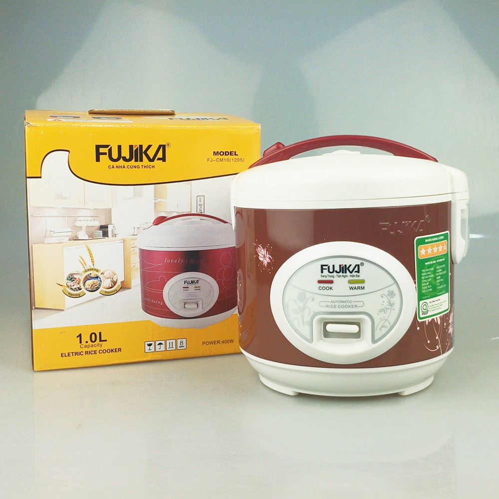 Nồi cơm điện nắp gài 1L Fujika FJ-CM10 dành cho 1 - 2 người ăn - Họa tiết ngẫu nhiên