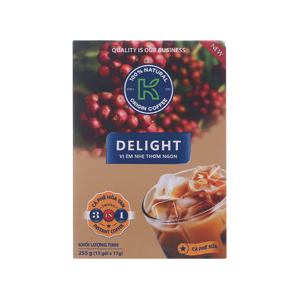 Cà phê hoà tan K Coffee Delight 3 in 1 255g