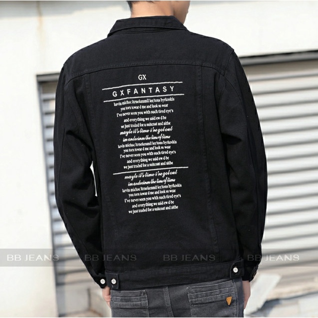 Áo khoác jean nam nữ Unisex đen Nasa cực hot form rộng đủ size 40-75kg tại Mata