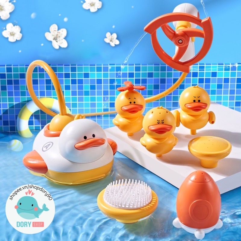 Bộ tàu con vịt kèm vòi sen phun nước - Đồ chơi nhà tắm