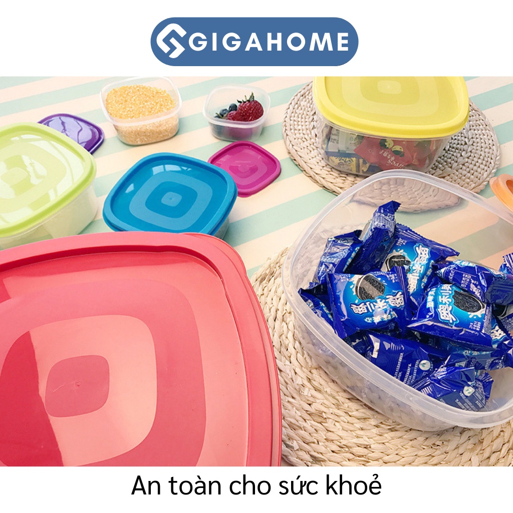 Bộ 6 Hộp Nhựa Đựng Thực Phẩm Hình Chữ Nhật GIGAHOME Bảo Quản Tủ Lạnh 7899