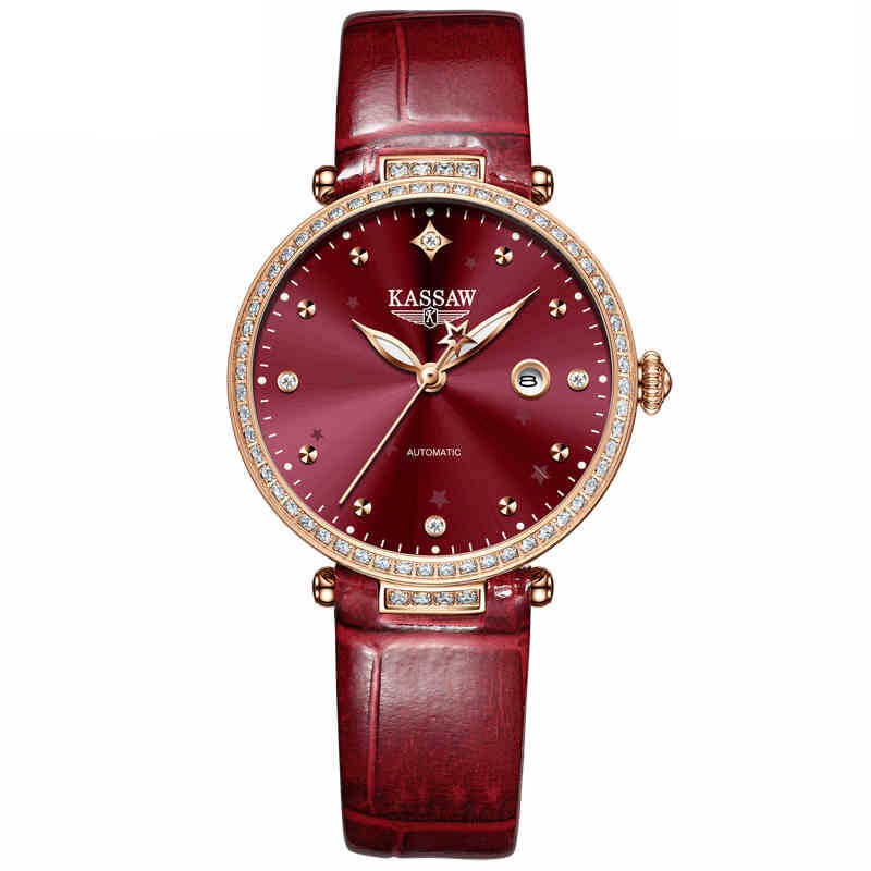 Đồng hồ nữ chính hãng KASSAW K885-1 Kính sapphire ,chống xước,Chống nước 50m ,BH 24 tháng,Máy cơ (Automatic) ,dây da xịn