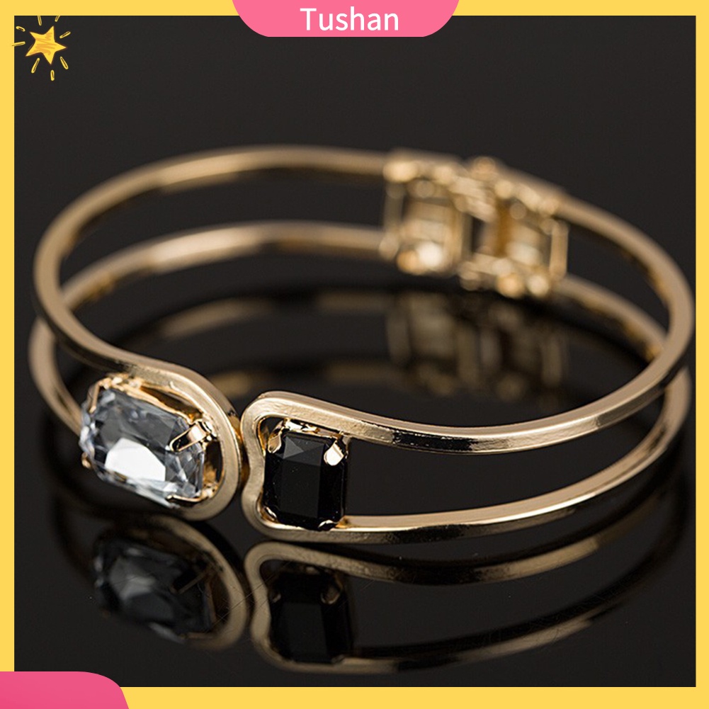 Vòng tay mạ vàng đính đá sang trọng cho nữ