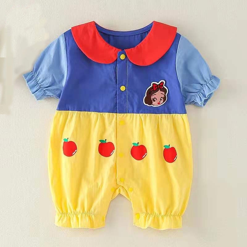 Đầm Công Chúa Mùa Hè Tay Ngắn Bằng Vải Cotton Nguyên Chất Dễ Thương Cho Bé Gái 6 Tháng 2 Tháng Tuổi
