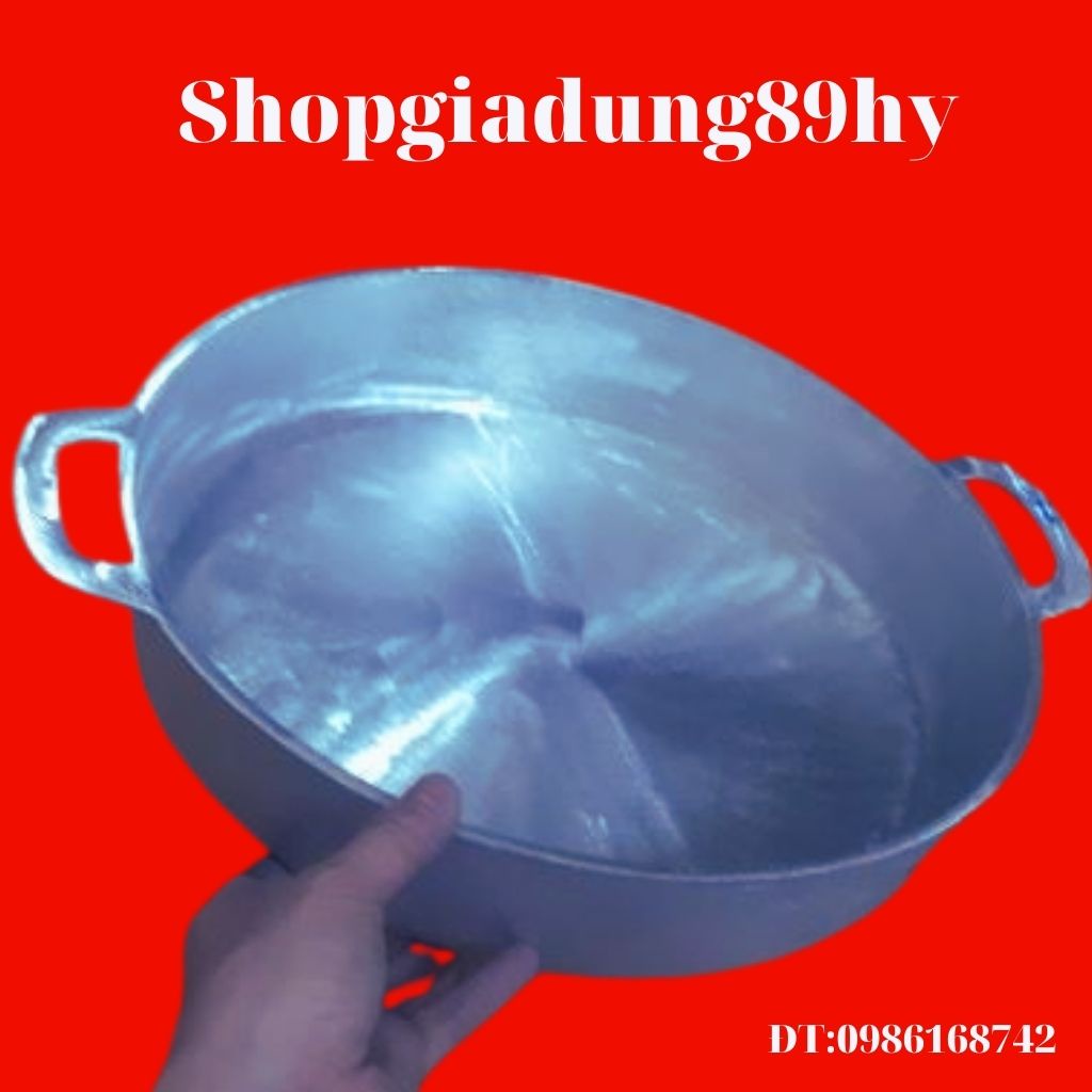 Chảo gang đúc làm bánh mỳ chảo, nướng thịt, size to đáy trơn
