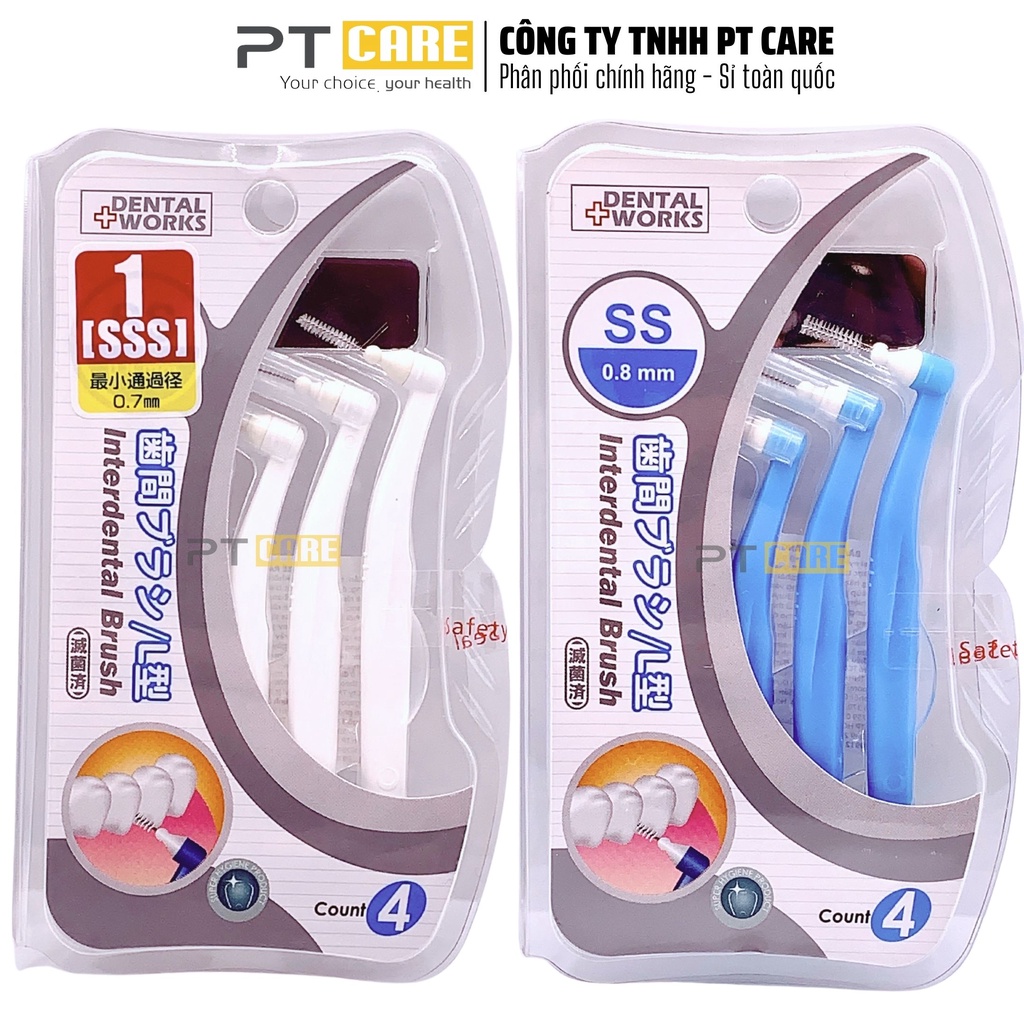 PT CARE  | Bàn Chải Kẽ Răng Dạng L Nhiều Size Okamura Asahi DW-XD02 - Bịch 6 Cây/Vỉ 4 Cây