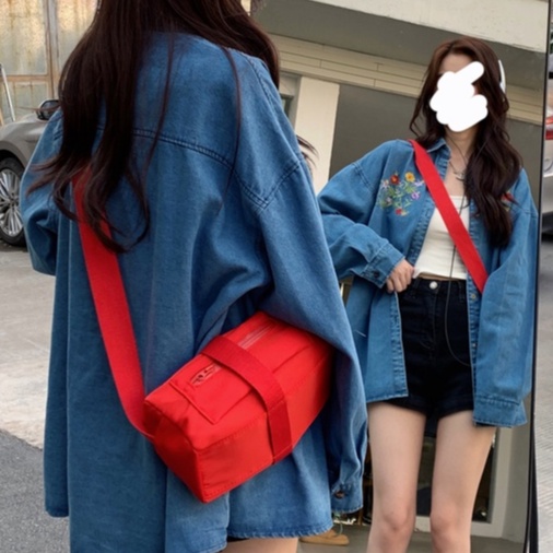 ZHELIHANGFEI Áo Khoác Denim Tay Dài Form Rộng Họa Tiết Thêu Theo Phong Cách Retro Dễ Phối Đồ