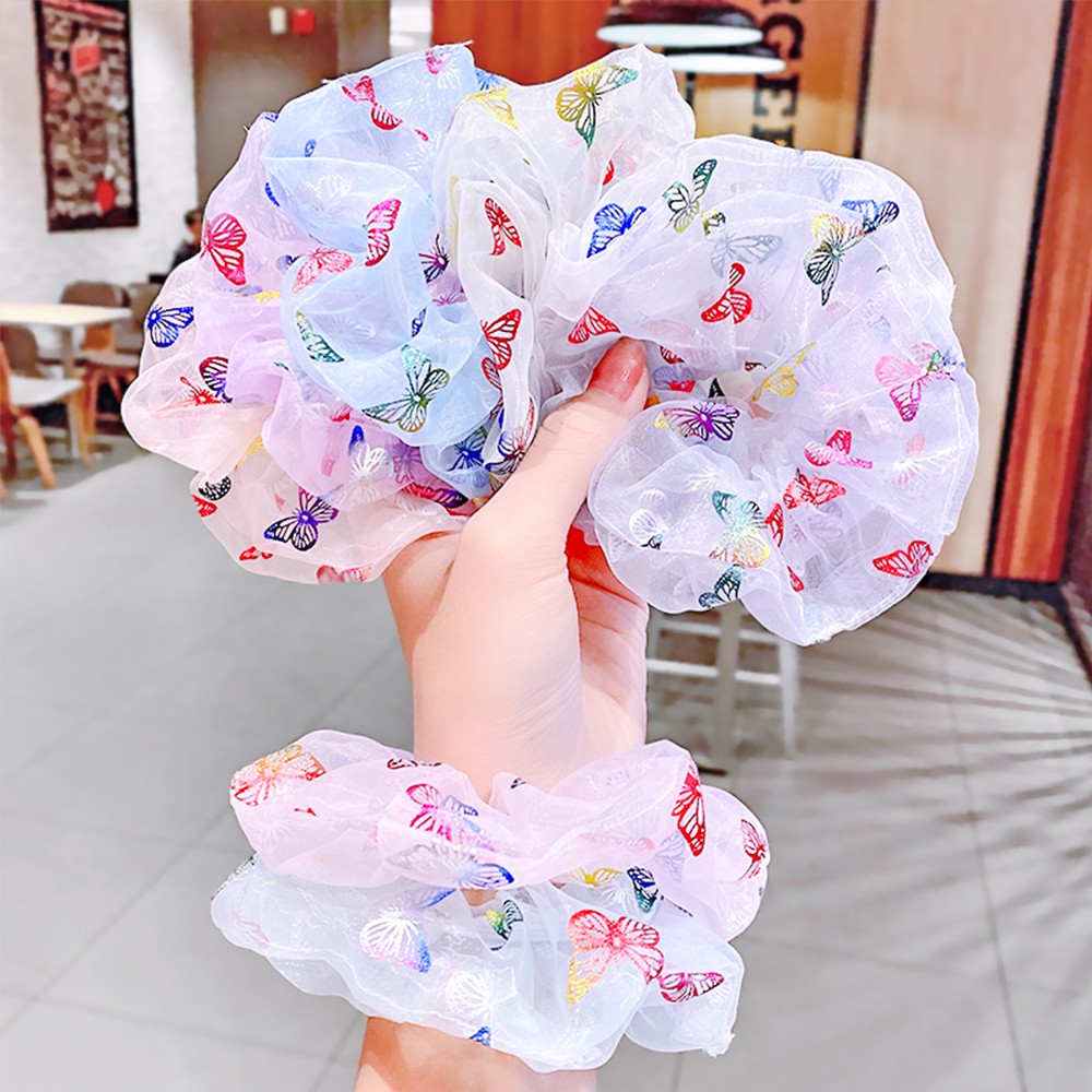 BLISS Fashion Hair Rope Girls Rubber Band Hair Tie Women Gauze Butterfly Korean Hair Band Ponytail Holder Scrunchies/Multicolor