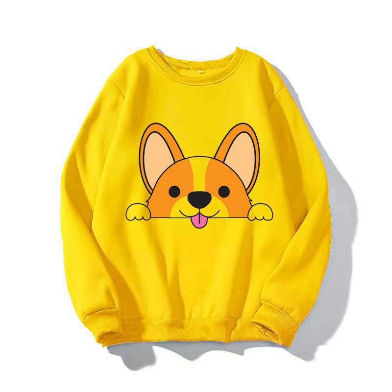 ÁO SWEATER NỈ UNISEX IN HÌNH MẶT CÚN SIÊU DỄ THƯƠNG