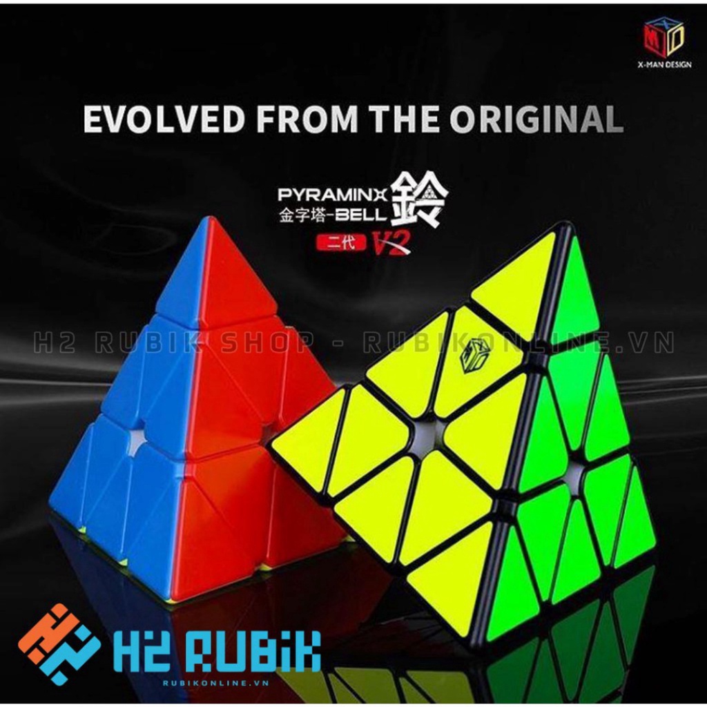 Rubik tam giác QiYi X-Man Bell Magnetic Pyraminx V2 - Rubik Pyraminx tam giác có nam châm cao cấp