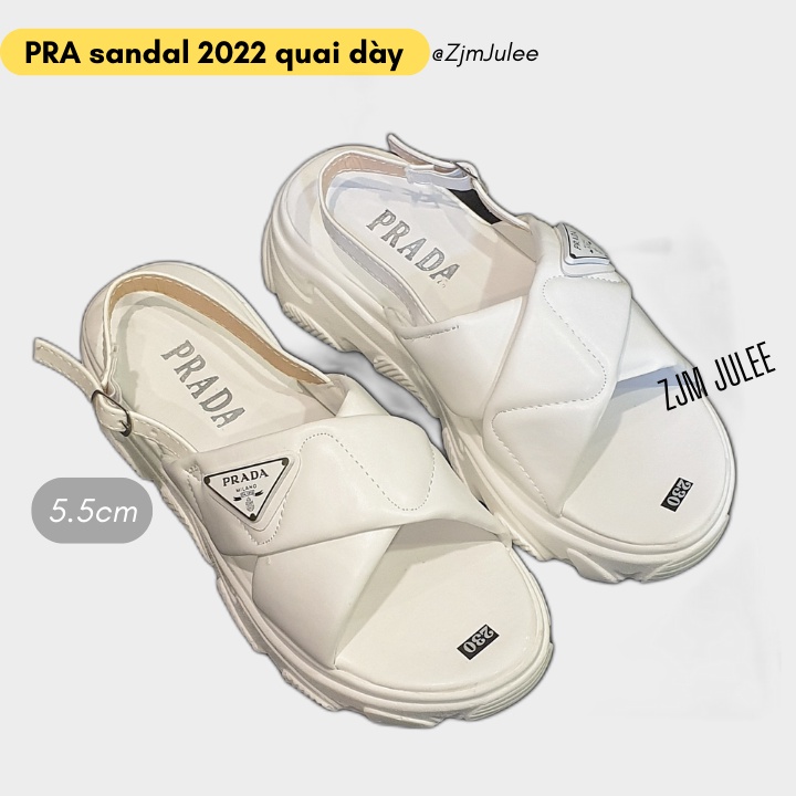 [Độn 5cm] Giày sandal quai hậu độn đế 5cm PRAA 2023 siêu cấp - giày đi học quai chéo