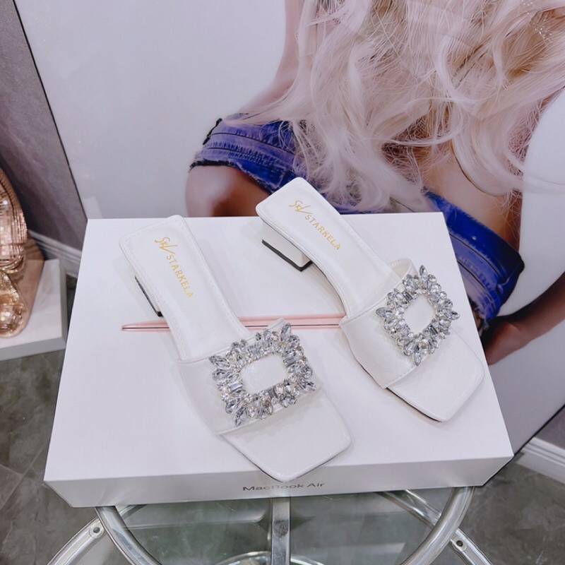 Dép guốc quai bản Đá vuông trắng sáng đẹp cực kì