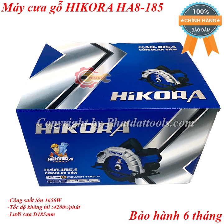 Máy cưa xẻ gỗ HIKORA HA8-185-Máy cưa đĩa cầm tay-Công suất 1650W-Kèm lưỡi cưa chính hãng-Bảo hành 6 tháng