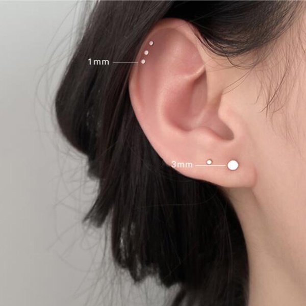 1 Cặp Bông Tai Bạc S925 Hình Tròn Màu Đen Không Dị Ứng Thời Trang Unisex