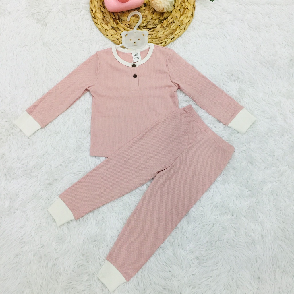 Bộ quần áo chất len tăm dài tay thu đông HM cho bé trai bé gái sale size 12M-6Y HM03 Lamiha