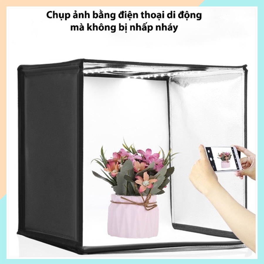 Hộp chụp hình sản phẩm 40x40 Puluz hộp chụp ảnh sản phẩm siêu sáng 12 phông nền