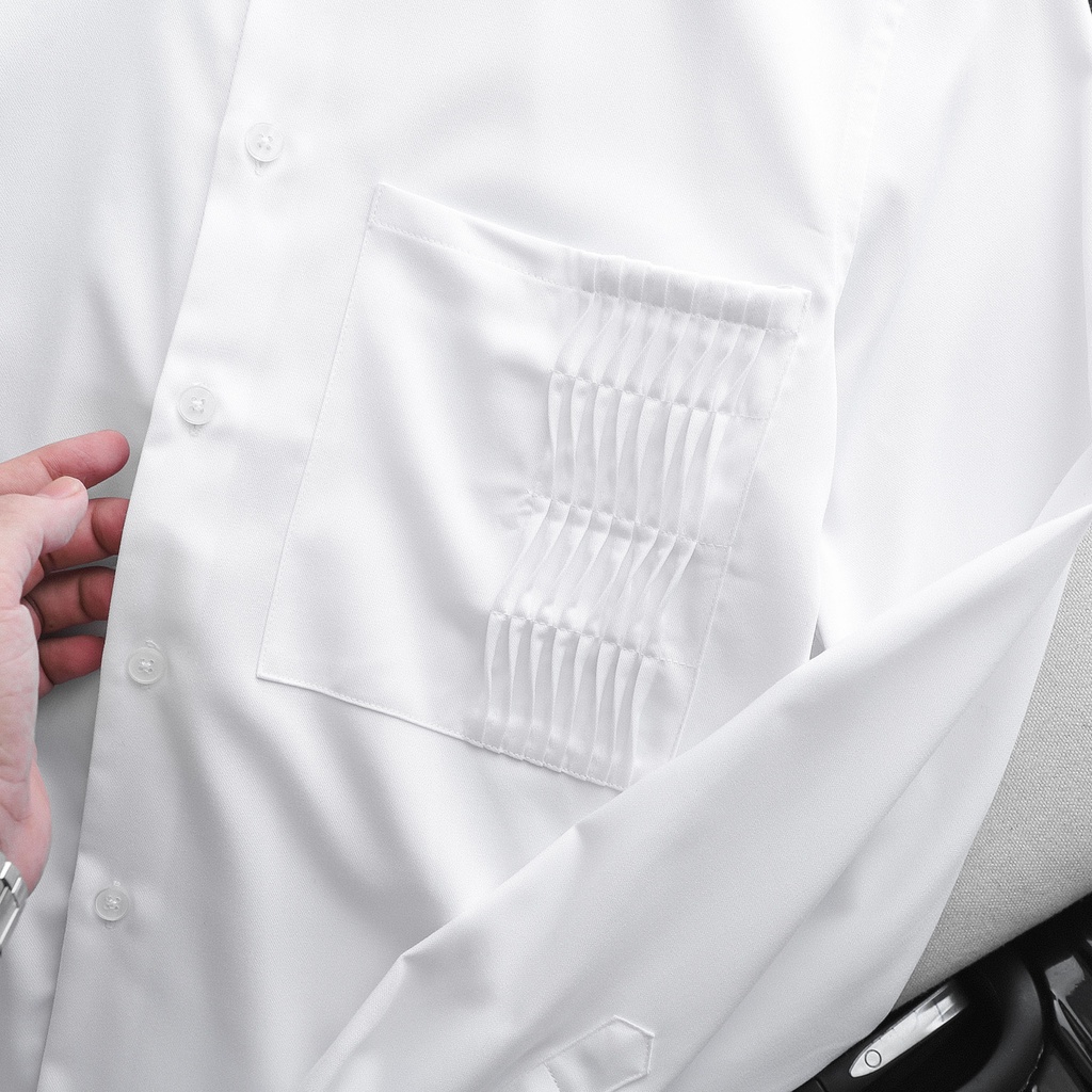 Áo Sơ Mi Nam Tay Dài Trắng Đen INF , Chất Vải Cotton Cao Cấp, SM005538, SOMEHOW