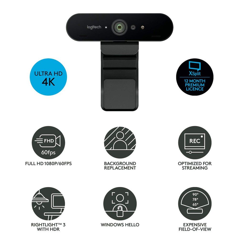 Webcam Logitech Brio 4K Pro Ultra HD- Hàng Chính Hãng