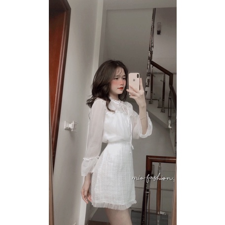 sét dạ phối bèo tiểu thư sang chảnh ( ảnh thật shop chụp) | BigBuy360 - bigbuy360.vn