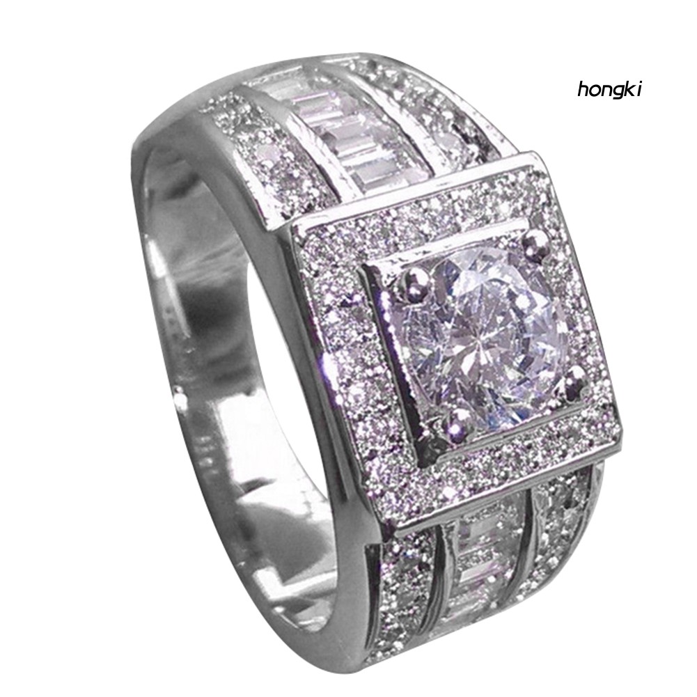 Nhẫn hợp kim trang trí đá lấp lánh sang trọng cho nam