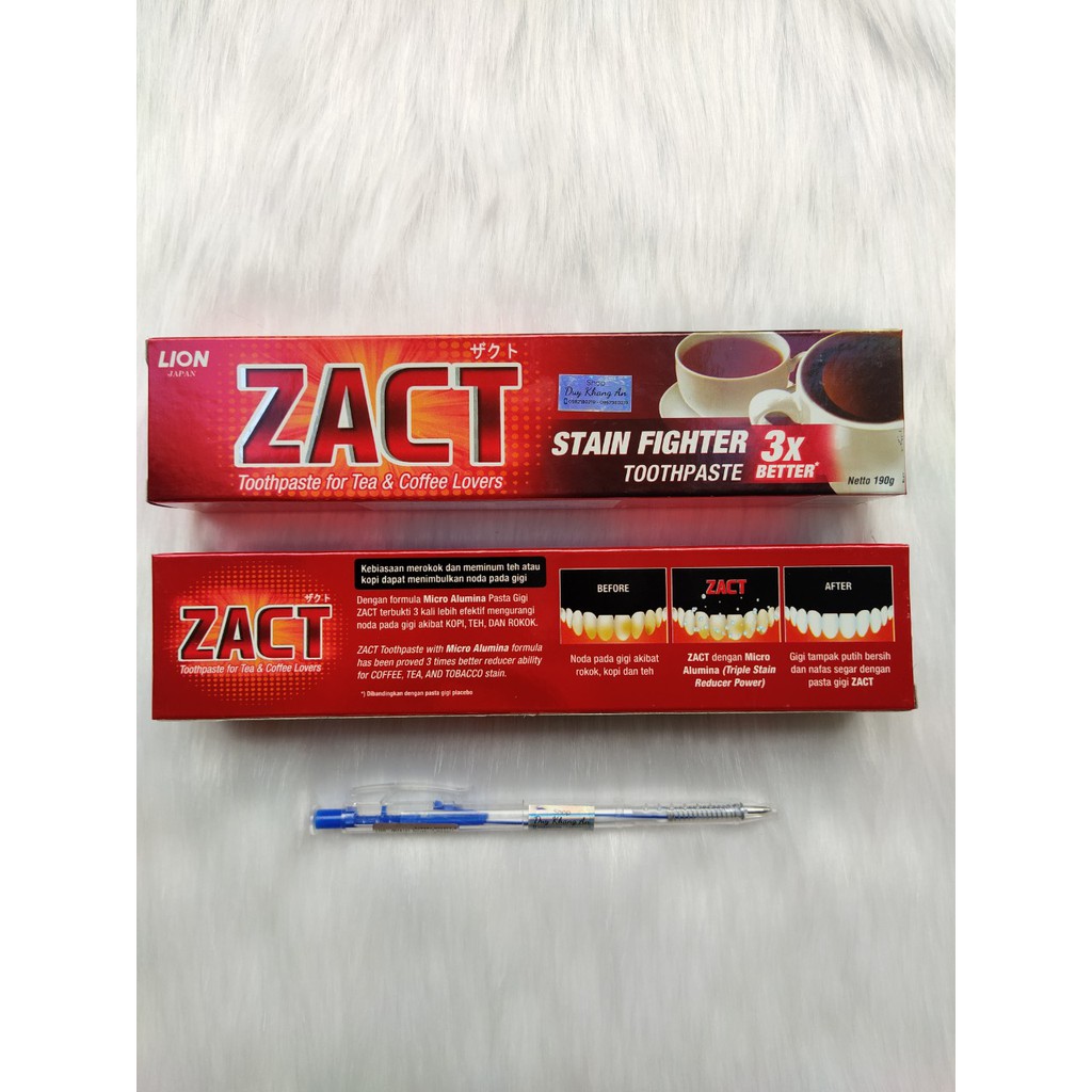 Combo 2 tuýp kem đánh răng Zact 190g (Lion) nhập khẩu