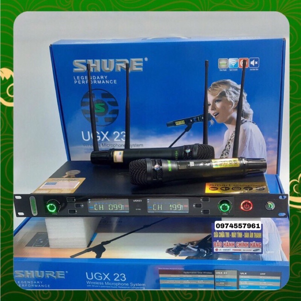 Micro không dây SHURE UGX-23 phiên bản 2021 Loại 1 Có chế độ tự ngắt mic ugx23 karaoke