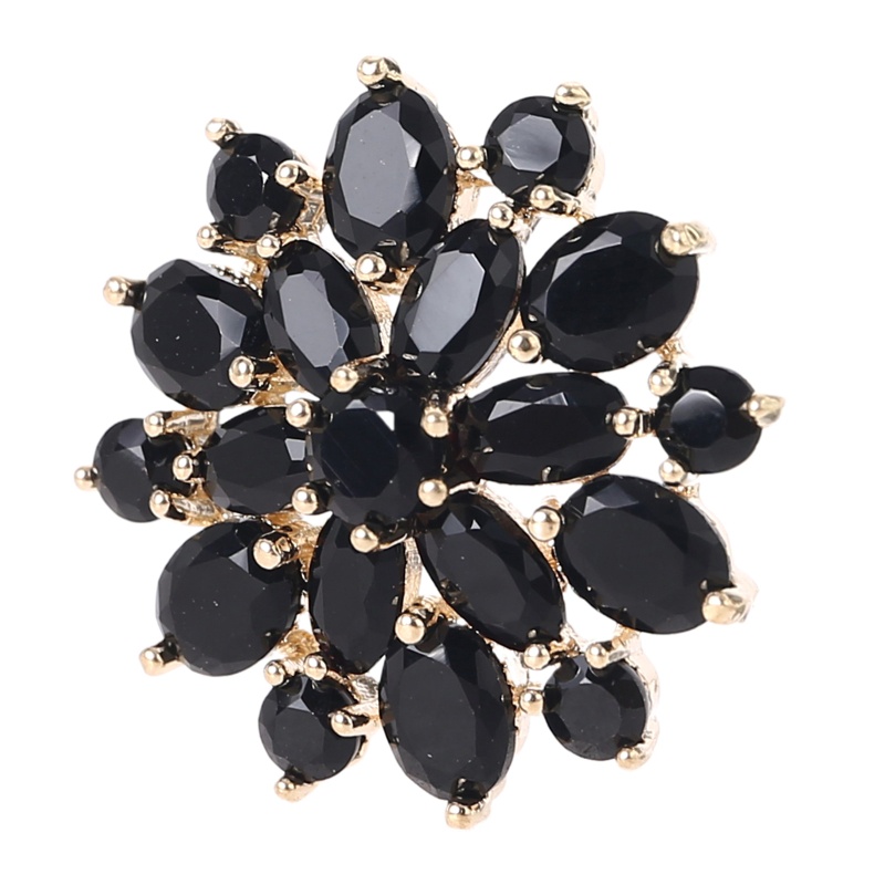 5 Nút Áo Hình Hoa Đính Đá Đen 21mm DIY