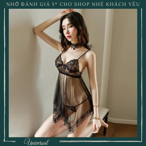 Váy Ngủ Hai Dây Vải Lưới Nhìn Xuyên Thấu Siêu Gợi Cảm Và Quyễn Rũ - Váy Ngủ Sexy UNIVERSALXXX