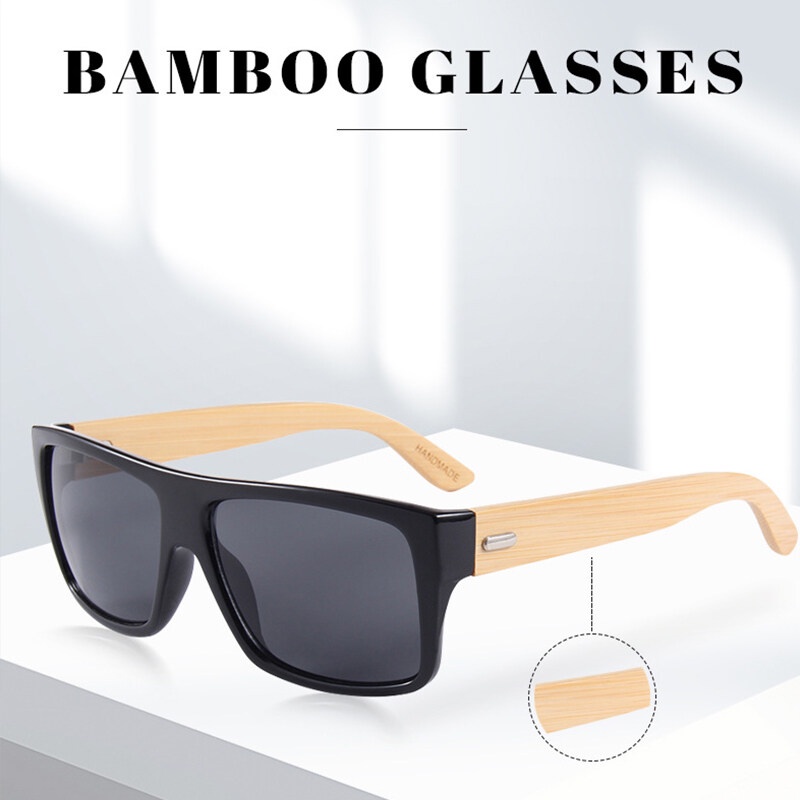 Kính Mát Gọng Vuông Lớn Bằng Gỗ Tre Nhiều Màu Sắc Thời Trang Dành Cho Nam Và Nữ