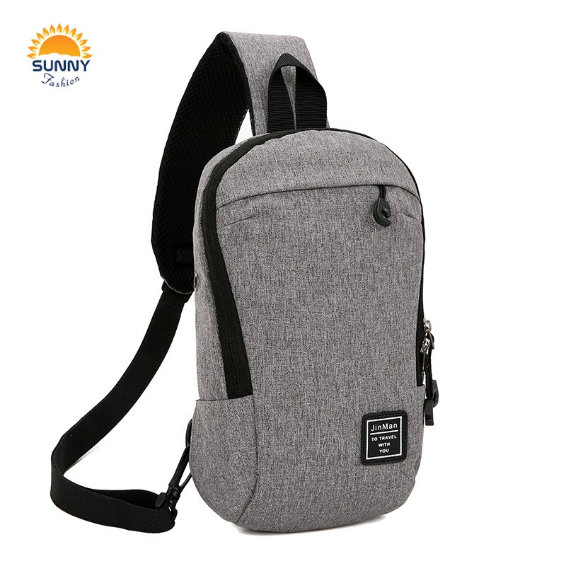 Túi đeo chéo nam, nữ vải canvas cao cấp, màu ghi viền chữ U đẹp mắt, T516 | BigBuy360 - bigbuy360.vn