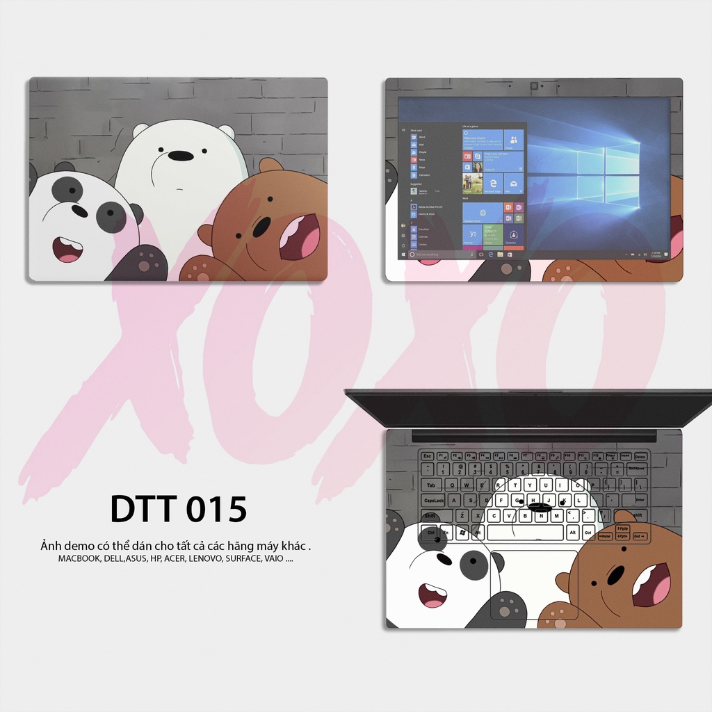 decal dán laptop chống xước mẫu WE BARE BEARS - Decal Dán có cho Dell, Hp, Asus, Lenovo, Acer, MSI, Surface,Vaio, Macboo