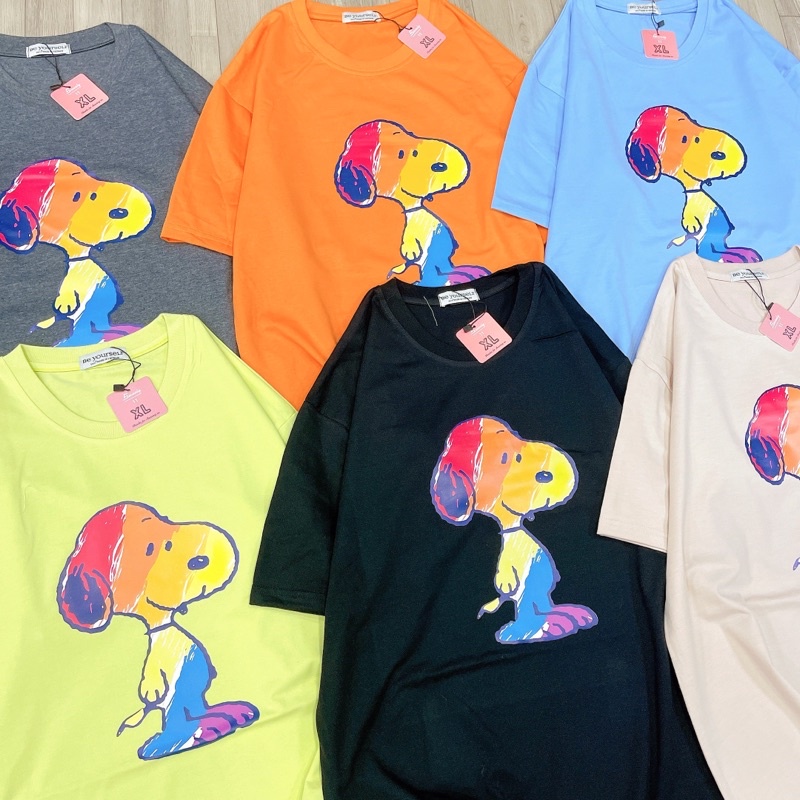Áo Thun Tay Ngắn UNISEX Chó Cún Sặc Sỡ - Hình chụp thật (Đủ size M-L-XL)
