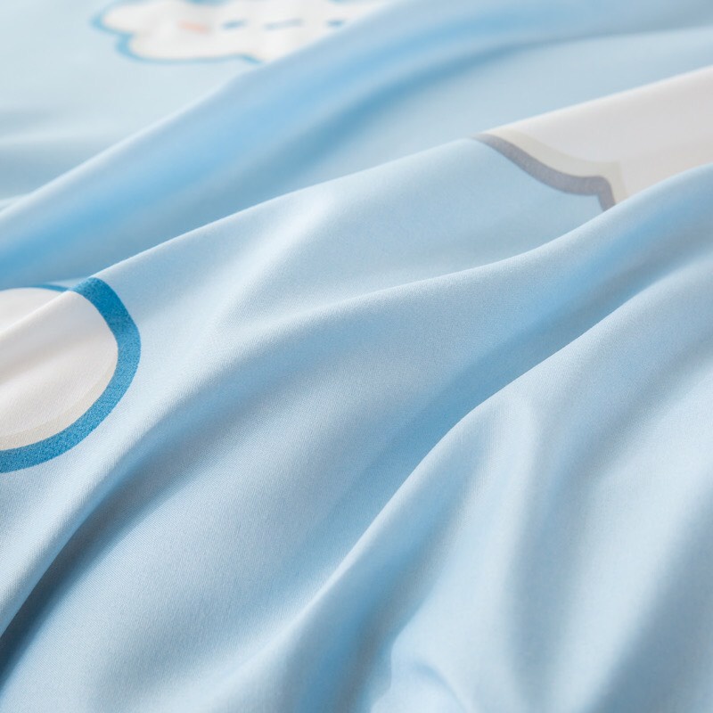 Bộ vỏ chăn ga gối 4 món Cotton Polyester mây xanh