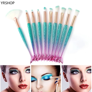 [Hàng mới về] Bộ 10 cọ trang điểm tay cầm kiểu đuôi cá dễ thương