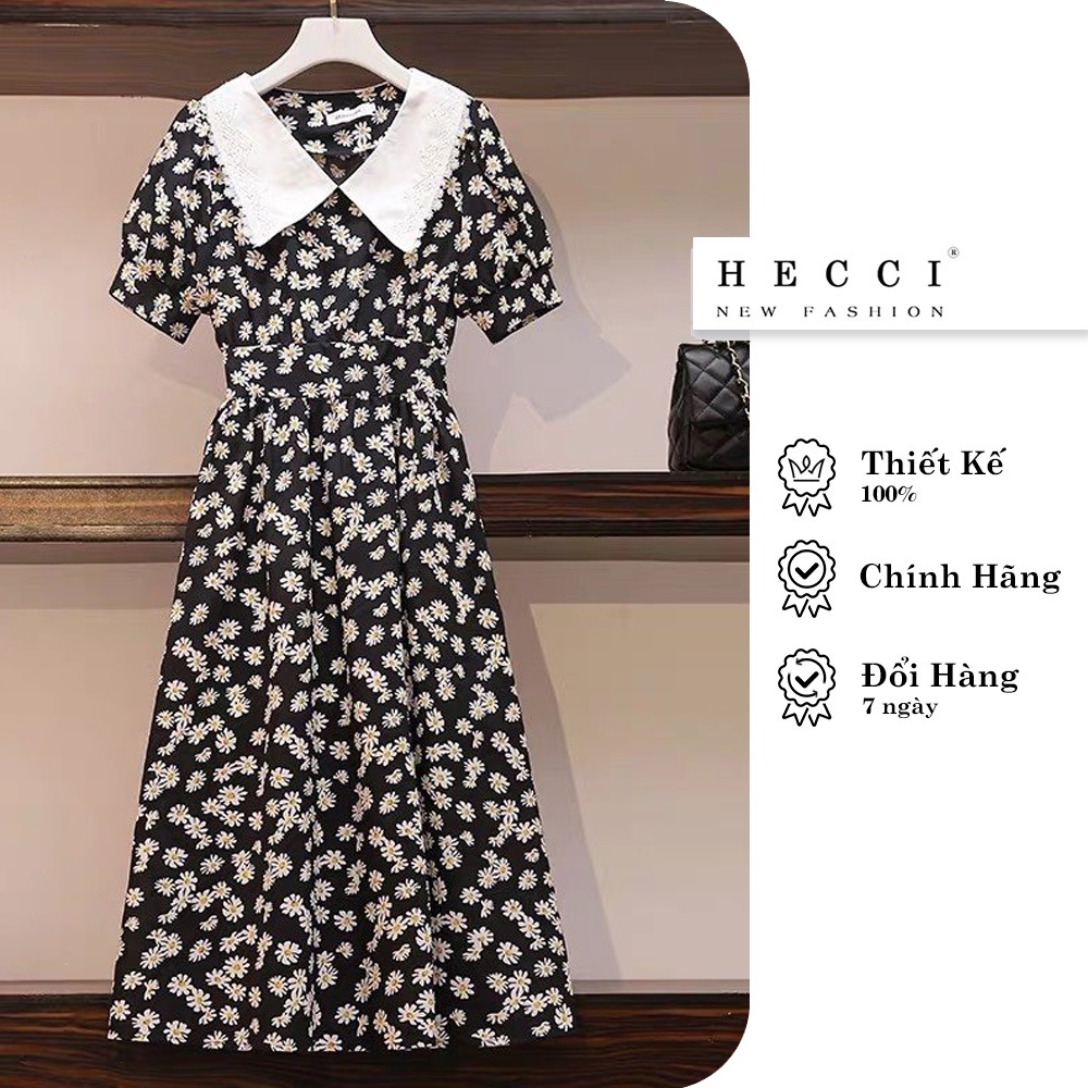 Váy hoa nhí HECCI phối cổ ren dáng xòe nữ tính V72