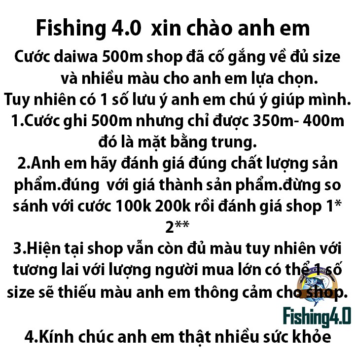 Cước Câu Cá Daiwa 500m đủ size đủ màu