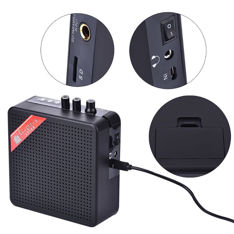 Loa khuếch đại âm bass cắm sạc linh hoạt 5W 9V tích hợp bluetooth cho đàn guitar điện