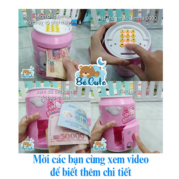 Đồ chơi heo đất cho trẻ em, két sắt ống heo màu hồng (hình Hello Kitty) và màu xanh thông min dạy bé tiết kiệm tiền