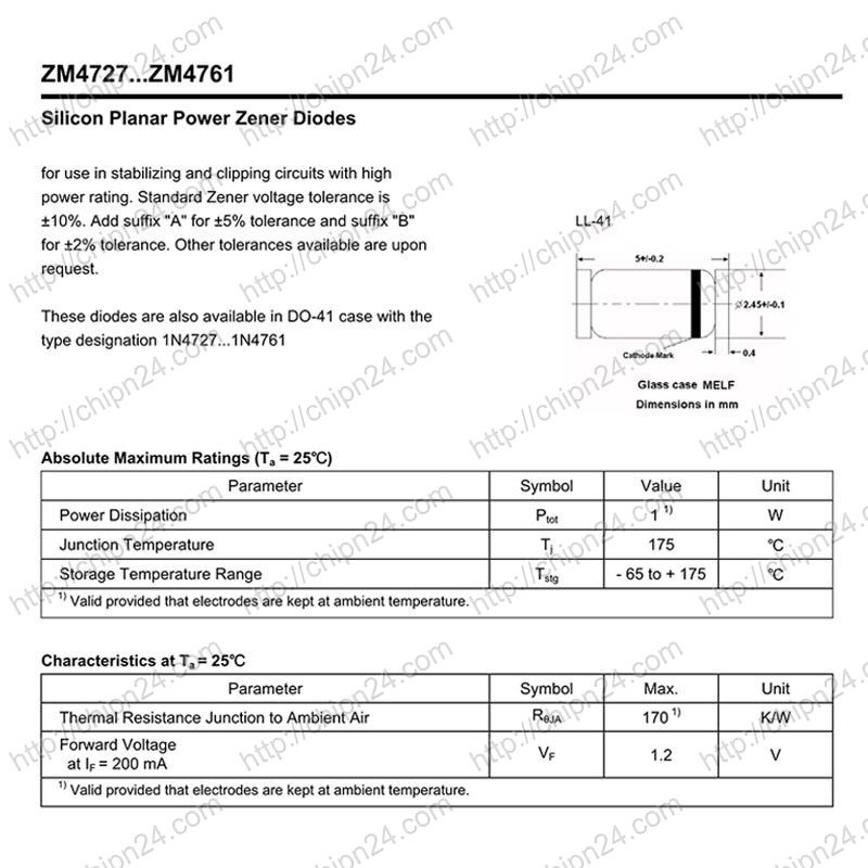 [10 CON] Diode Zener Dán 1W 12V SMD ZM4742A (Diode ghim điện áp 12V)