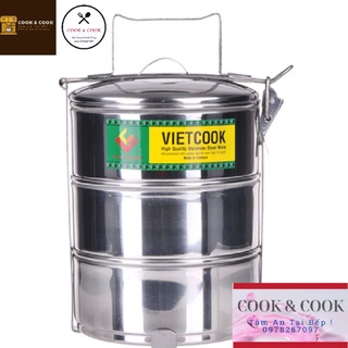 Cặp lồng cơm inox, camen cơm inox 2, 3, 4 ngăn size 12, 14 cao cấp Vietcook