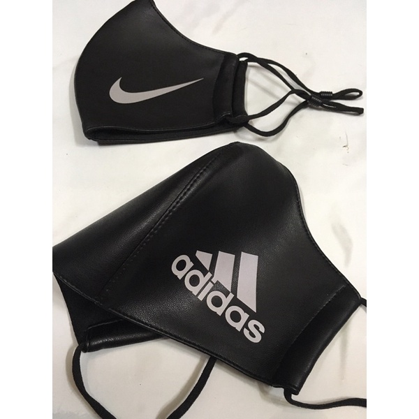 Set 2 Khẩu trang da in logo thời trang cao cấp - Khẩu trang người lớn unisex mềm mịn co giãn