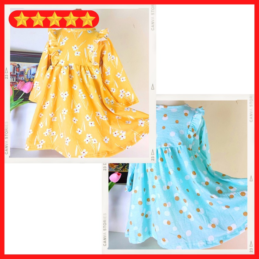 Váy dài tay bé gái 🔥 GIÁ SỐC 🔥 đầm bé gái chất vải cotton kèm họa tiết siêu xinh ( 1 tuổi đến 7 tuổi )