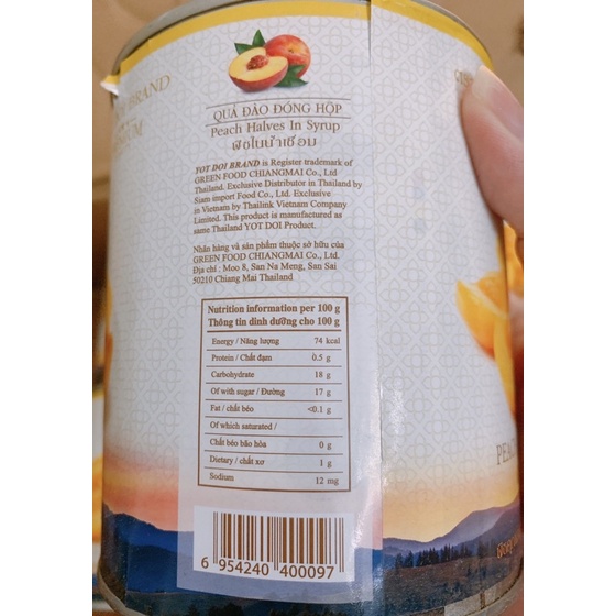 Đào Ngâm BoddoB Thái Lan Đóng Hộp 820g Nguyên Liệu Pha Chế Trà Sữa - Trà Đào